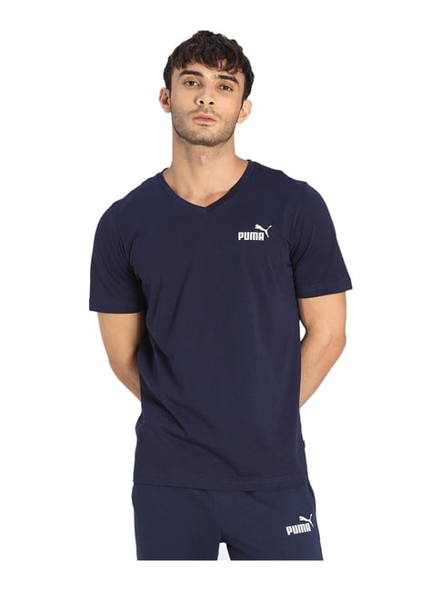 Buy Puma Navy V-neck T-Shirt for Men's Online Tata CLiQ