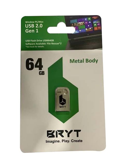 BRYT M-2.0 64GB USB 2.0 Gen 1 Pen Drive (Silver)