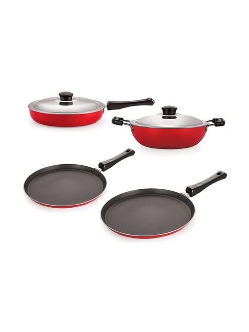 Nirlon Non-Stick Red Aluminium Kitchen Cooking Utencil Combo Set-Nirlon-HomeFurnishing-TATA CLIQ