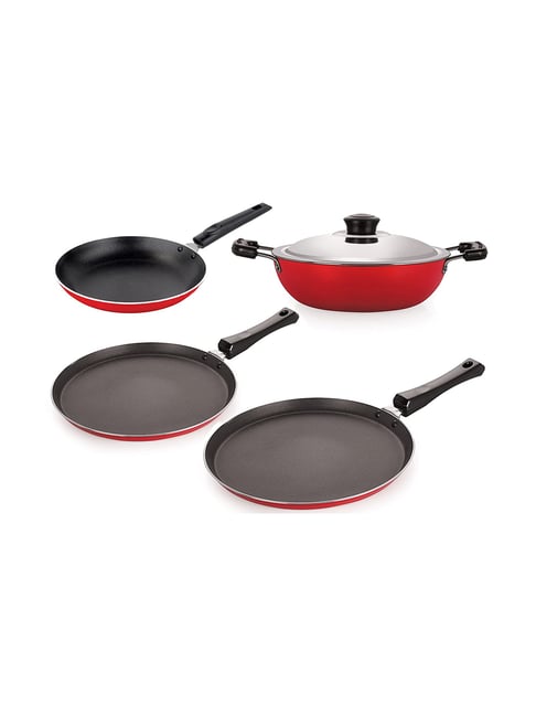 Nirlon Non-Stick Red Aluminium Cookware Kitchen Cooking Utencil Combo Set-Nirlon-HomeFurnishing-TATA CLIQ