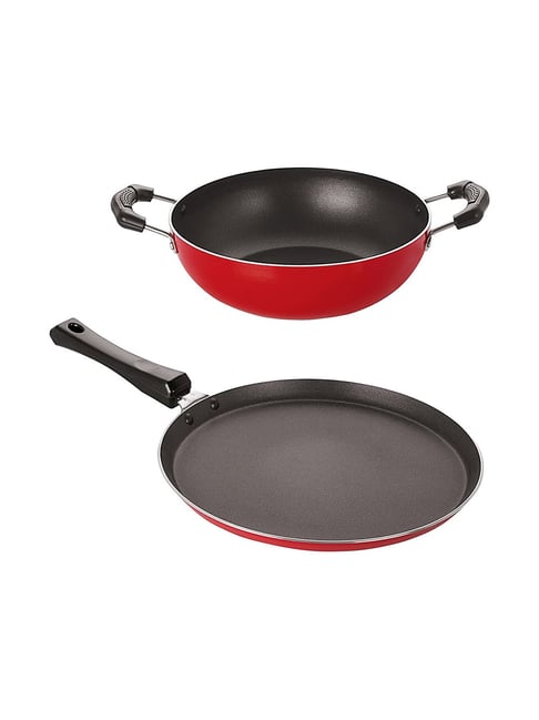 Nirlon Non-Stick Red Aluminium Tawas & Kadai Combo Cooking Item Set-Nirlon-HomeFurnishing-TATA CLIQ