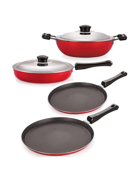 Nirlon Non-Stick Red Aluminium Cookware Kitchen Cooking Essential Combo Set-Nirlon-HomeFurnishing-TATA CLIQ