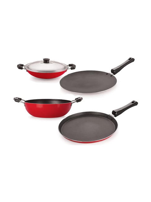 Nirlon Non-Stick Red Aluminium Kitchenware Kitchen Cooking Essential Combo Set-Nirlon-HomeFurnishing-TATA CLIQ