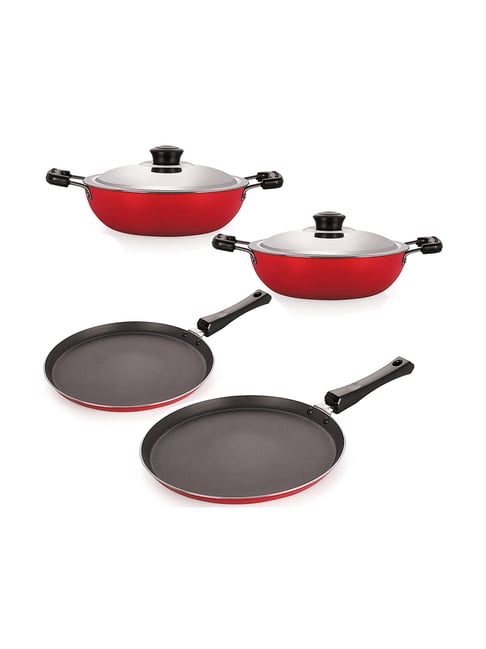 Nirlon Non-Stick Red Aluminium Cookware Kitchen Cooking Utencil Combo Set-Nirlon-HomeFurnishing-TATA CLIQ