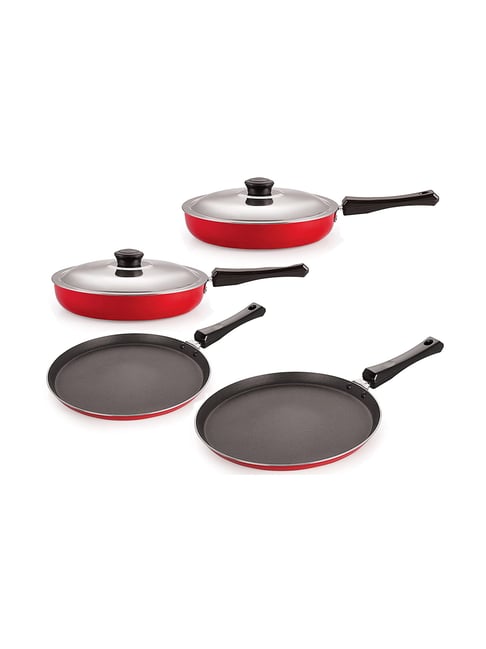 Nirlon Non-Stick Red Aluminium Cookware Kitchen Cooking Utencil Combo Set-Nirlon-HomeFurnishing-TATA CLIQ