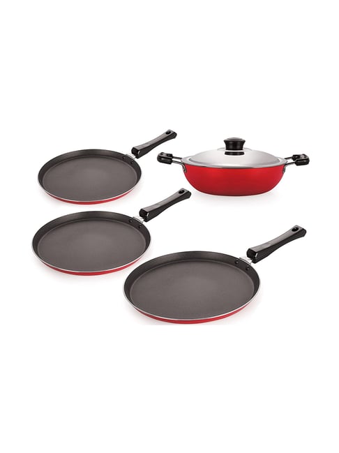 Nirlon Non-Stick Red Aluminium Cookware Kitchen Cooking Essential Combo Set-Nirlon-HomeFurnishing-TATA CLIQ