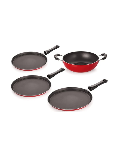 Nirlon Non-Stick Red Aluminium Cookware Kitchen Cooking Essential Combo Set-Nirlon-HomeFurnishing-TATA CLIQ