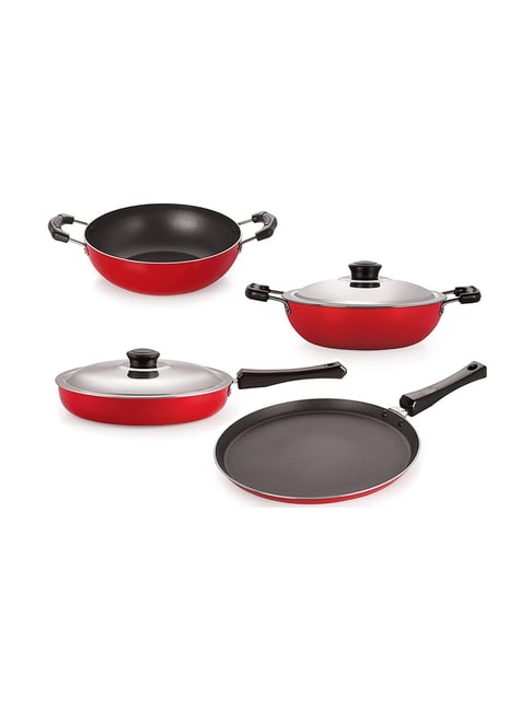 Nirlon Non-Stick Red Aluminium Kitchenware Kitchen Cooking Utencil Combo Set-Nirlon-HomeFurnishing-TATA CLIQ