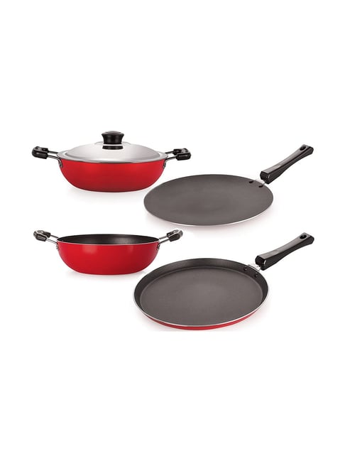 Nirlon Non-Stick Red Aluminium Cookware Kitchen Cooking Essential Combo Set-Nirlon-HomeFurnishing-TATA CLIQ