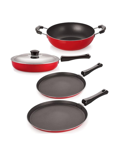 Nirlon Non-Stick Red Aluminium Cookware Kitchen Cooking Essential Combo Set-Nirlon-HomeFurnishing-TATA CLIQ