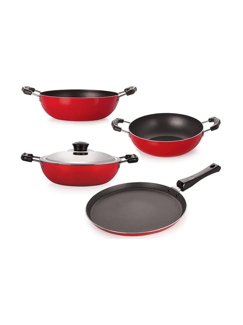 Nirlon Non-Stick Red Aluminium Kitchenware Kitchen Cooking Utencil Combo Set-Nirlon-HomeFurnishing-TATA CLIQ