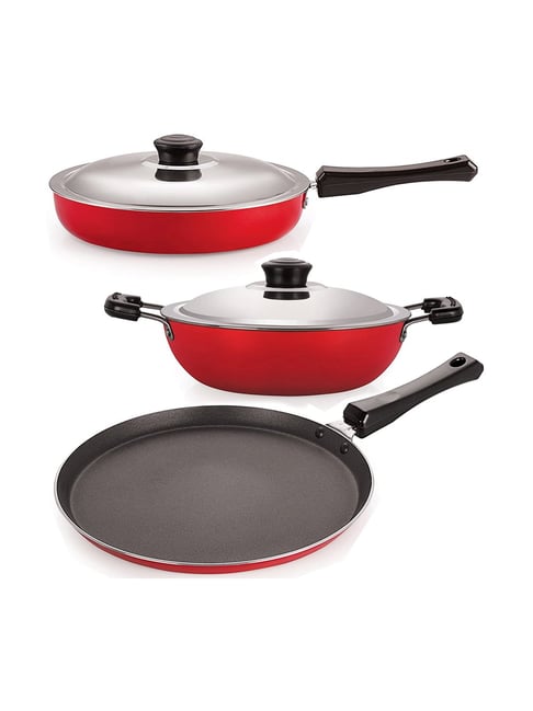 Nirlon Non-Stick Red Aluminium Gas Compatible Kitchen Cooking Combo Item-Nirlon-HomeFurnishing-TATA CLIQ