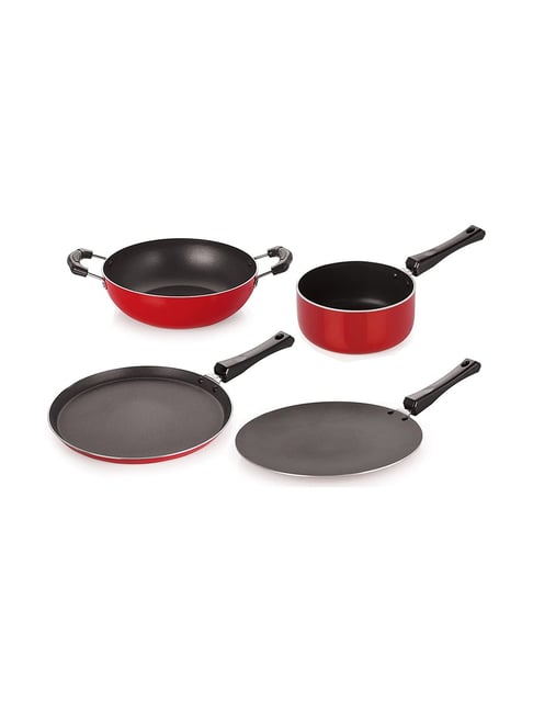 Nirlon Non-Stick Red Aluminium Cookware Kitchen Cooking Essential Combo Set-Nirlon-HomeFurnishing-TATA CLIQ