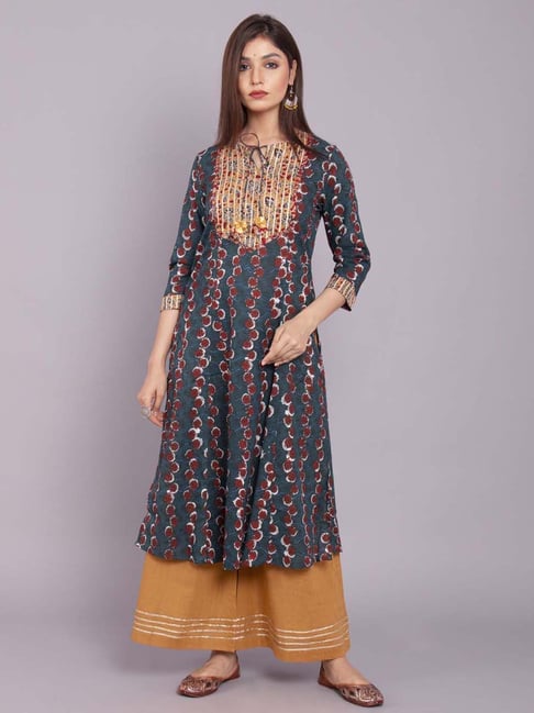 Sakhi jaipur Green Printed Kurta Price in India