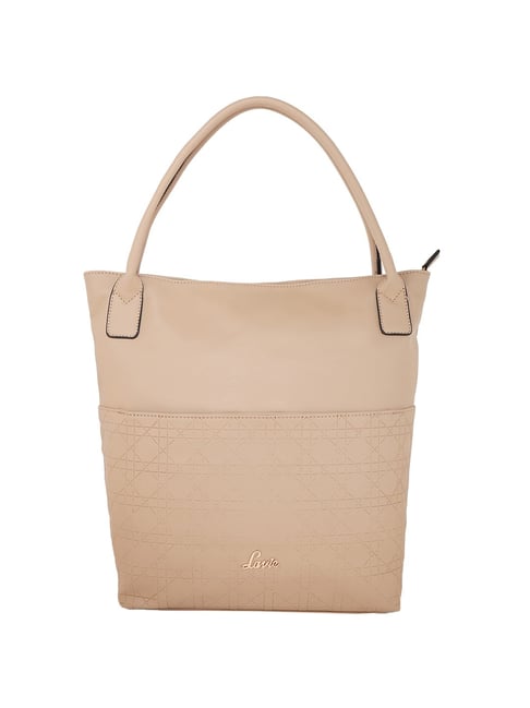 Lavie Santiago LG VT Beige Geometric Medium Tote Handbag Price in India