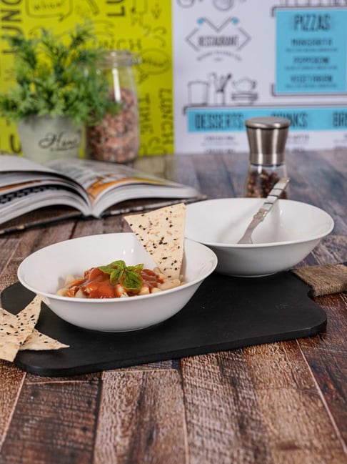 Goodhomes White Porcelain Serving Bowl Set of