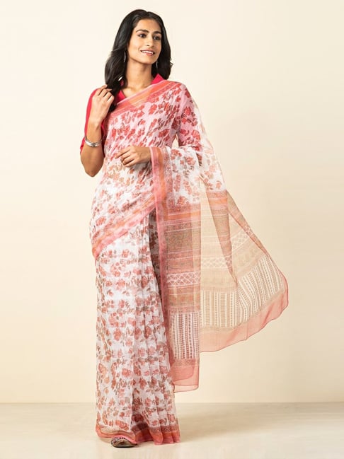 Fabindia White Printed Saree Price in India