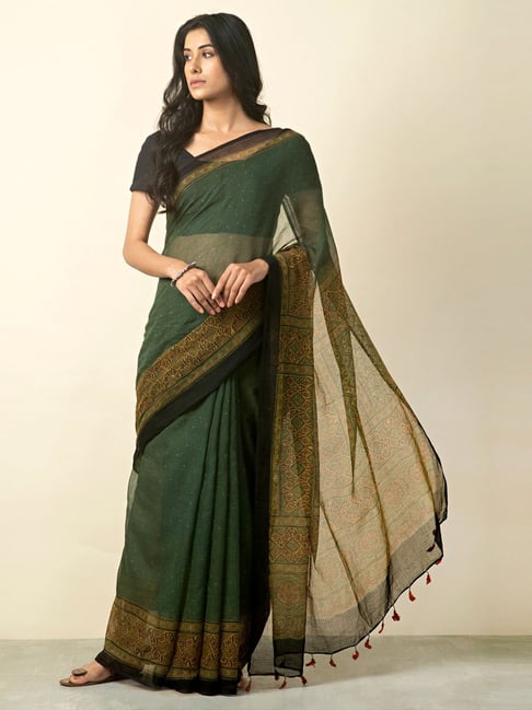 Fabindia Green Printed Saree Price in India