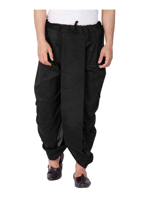 VASTRAMAY Black Relaxed Fit Dhoti-VASTRAMAY-Apparel-TATA CLIQ