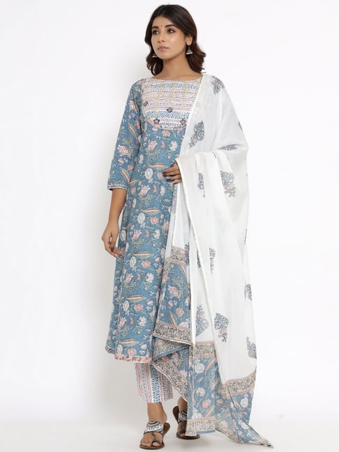 Silai Bunai Cotton Kurta With Palazzo Price in India