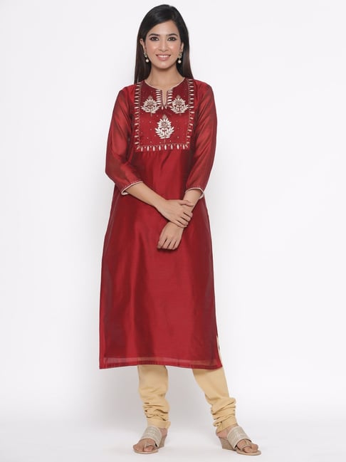 Buy Silai Bunai Red Kurta With Dupatta for Women¿s Online @ Tata CLiQ