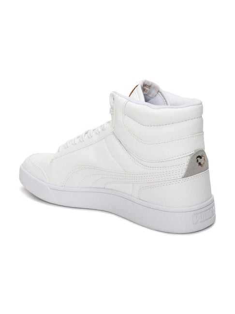 puma white mid top sneakers