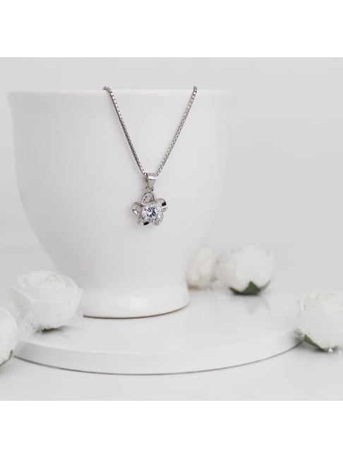 GIVA 92.5 Sterling Silver Flower Pendant with Box Chain for Women-picture-17