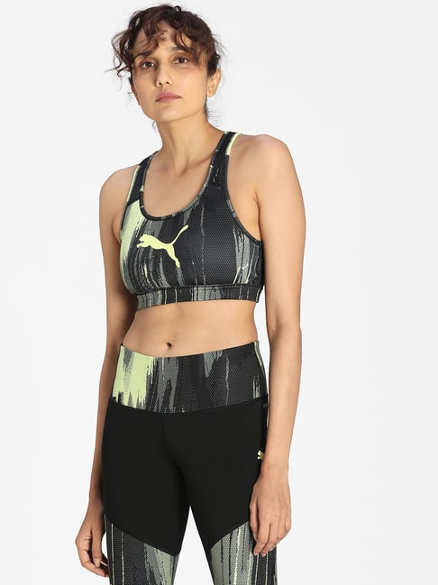 Puma Black & Yellow Non Wired Non Padded Sports Bra