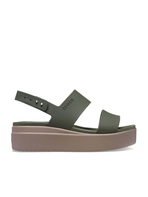 Buy Crocs Women's Brooklyn Olive Green Back Strap Wedges for Women at ...