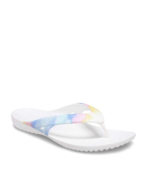 Crocs Women's Kadee Yellow & Blue Flip Flops