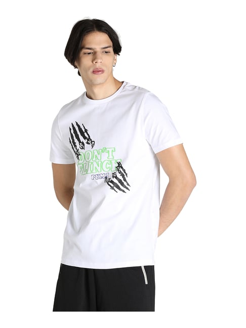 Puma White Round Neck T-Shirt