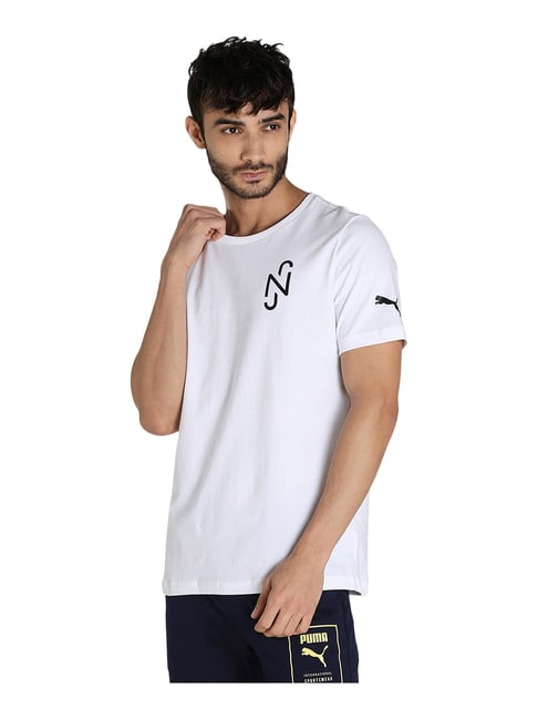 Puma White Round Neck T-Shirt