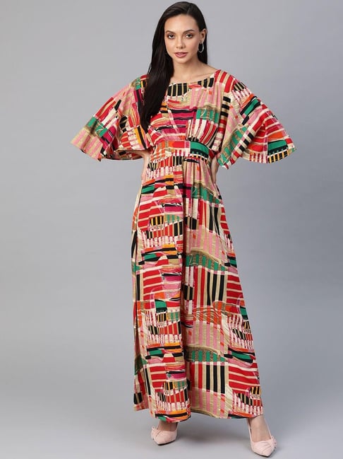 Cottinfab Multicolor Printed Dress Price in India