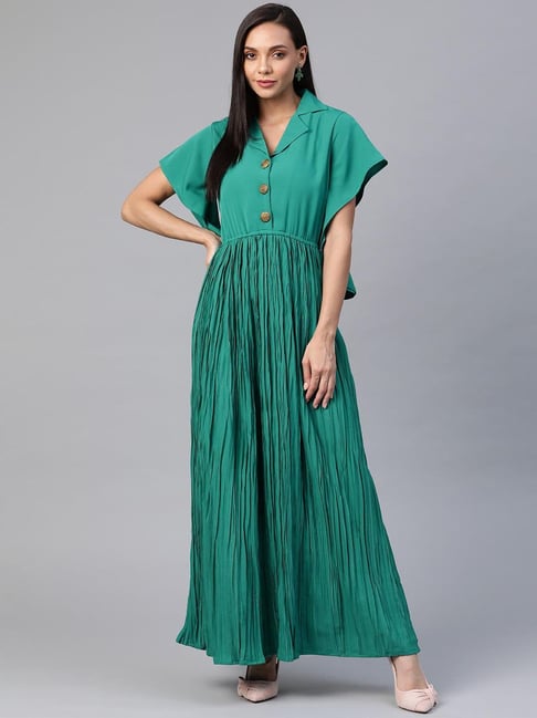 Cottinfab Green Regular Fit Dress Price in India