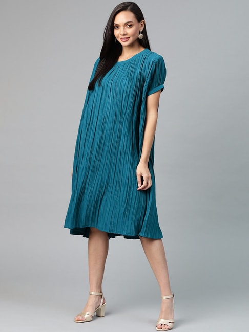 Cottinfab Blue Regular Fit Dress Price in India