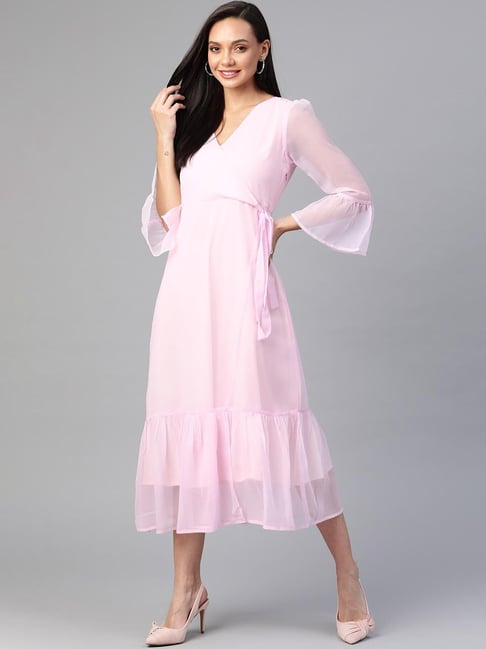Cottinfab Pink Regular Fit Dress Price in India