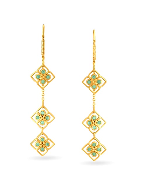 Graceful 22 Karat Yellow Gold Earrings With Chains