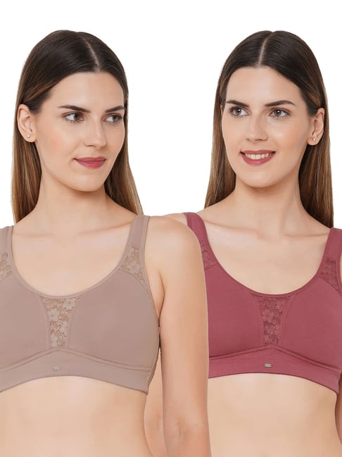 Buy Soie Multicolor Non Wired Non Padded Full Coverage Bra (Pack