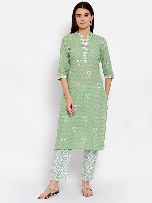 Yuris Green & Multi Printed Straight Kurta Price in India