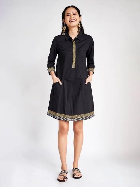 Global Desi Black Cotton Dress Price in India