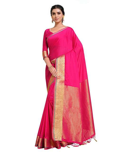 Mimosa Pink Paisley Saree with Unstitched Blouse Price in India
