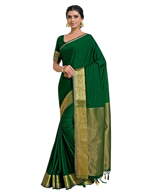 Mimosa Green Paisley Saree with Unstitched Blouse Price in India