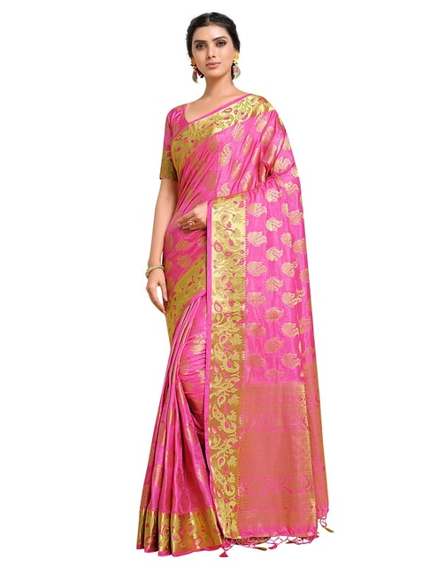 Mimosa Pink Paisley Saree with Unstitched Blouse Price in India