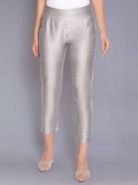 Buy ALLEN SOLLY Cream Solid Polyester Regular Fit Women's Pants | Shoppers  Stop