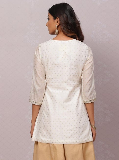Buy Light Gold Kurta With Floral Print Online - W for Woman