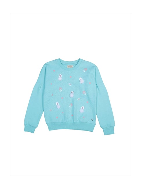 Gini & Jony Kids Blue Printed Sweatshirt