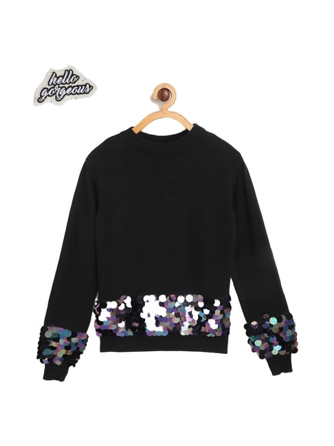 Buy Gini Jony Kids Black Embellished Sweater for Girls Clothing Online Tata CLiQ