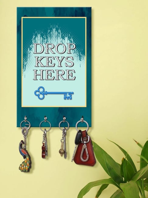 999Store Blue & White MDF Decorative Wall Mount Key Holder - Set of 1-picture-46