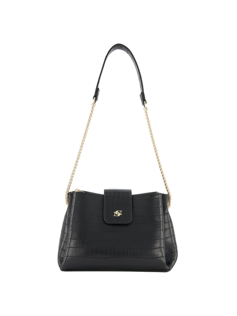 Dune London Devettia Di Black Textured Medium Shoulder Handbag