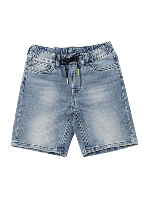 Jack & Jones Junior Light Blue Denim Cotton Washed Shorts